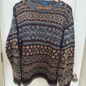 J. Crew Brown and Gray Patterned Sweater